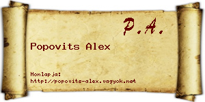 Popovits Alex névjegykártya